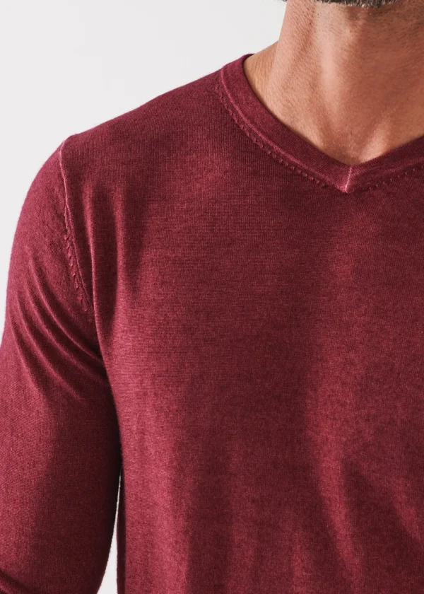 PATRICK ASSARAF Extra-Fine Merino Vintage Wash V-Neck | Men Knitwear