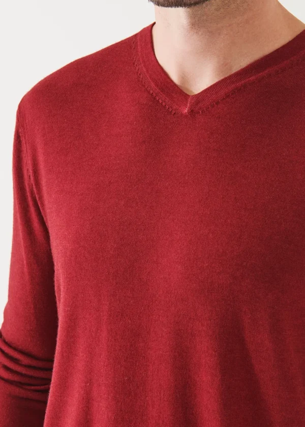 PATRICK ASSARAF Extra-Fine Merino Vintage Wash V-Neck | Men Knitwear