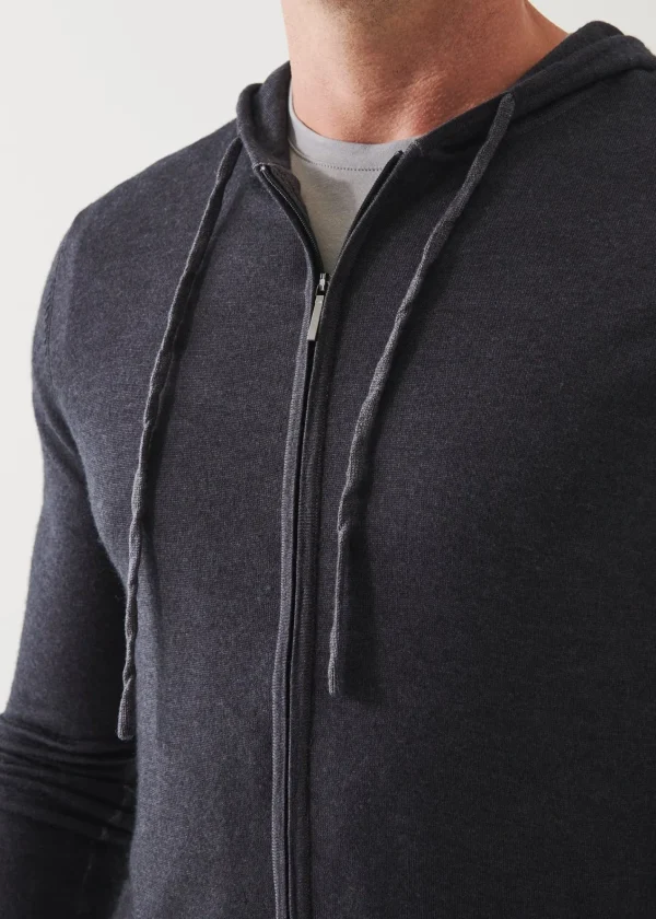 PATRICK ASSARAF Extra-Fine Merino Vintage Wash Full Zip Hoodie | Men Knitwear