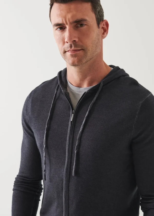 PATRICK ASSARAF Extra-Fine Merino Vintage Wash Full Zip Hoodie | Men Knitwear