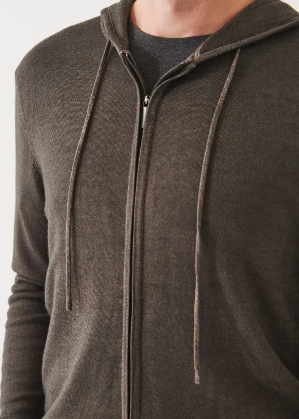 PATRICK ASSARAF Extra-Fine Merino Vintage Wash Full Zip Hoodie | Men Knitwear