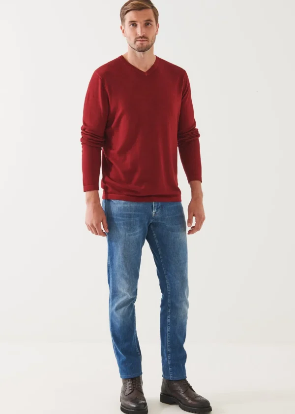 PATRICK ASSARAF Extra-Fine Merino Vintage Wash V-Neck | Men Knitwear