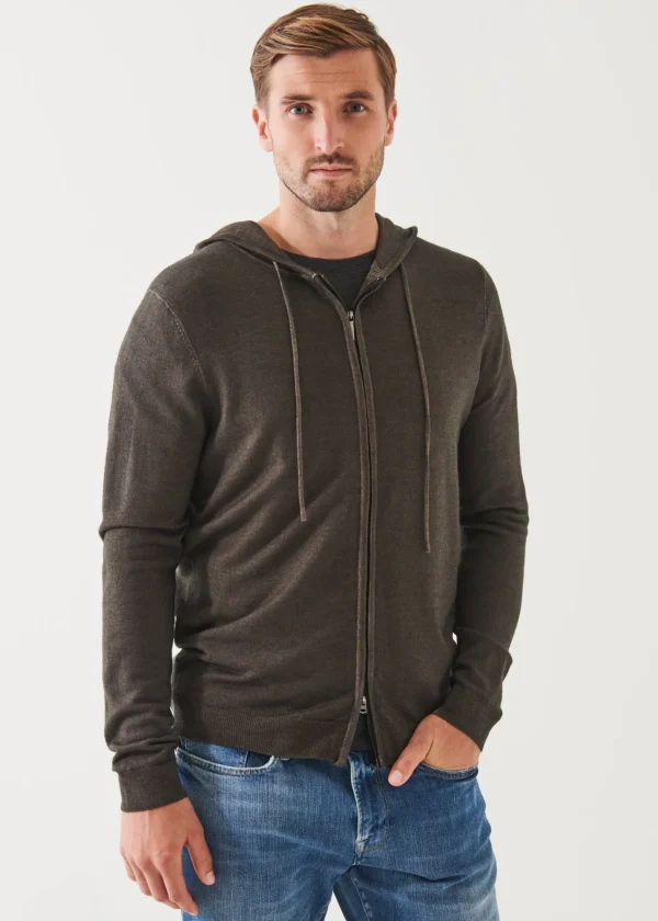 PATRICK ASSARAF Extra-Fine Merino Vintage Wash Full Zip Hoodie | Men Knitwear