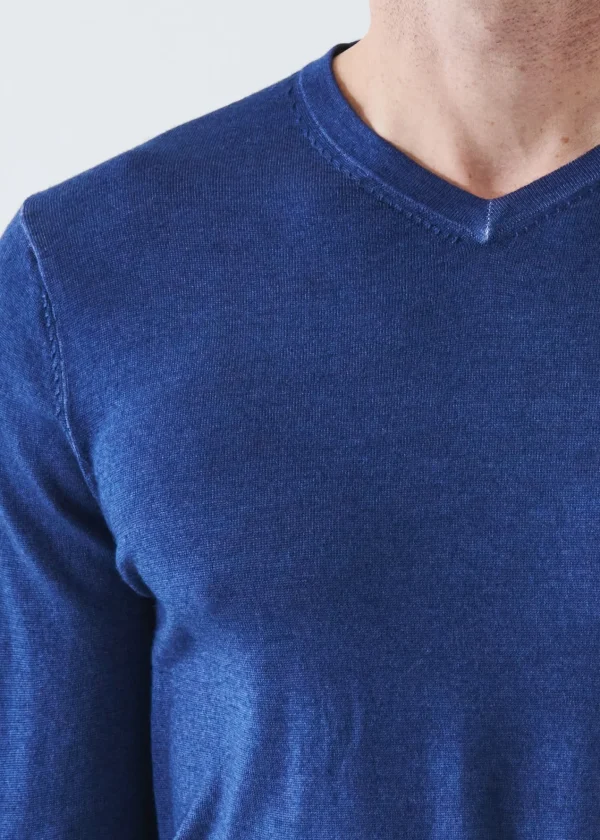 PATRICK ASSARAF Extra-Fine Merino Vintage Wash V-Neck | Men Knitwear