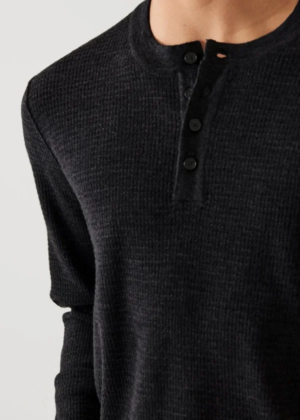 PATRICK ASSARAF Extra-Fine Merino Waffle Henley | Men Knitwear