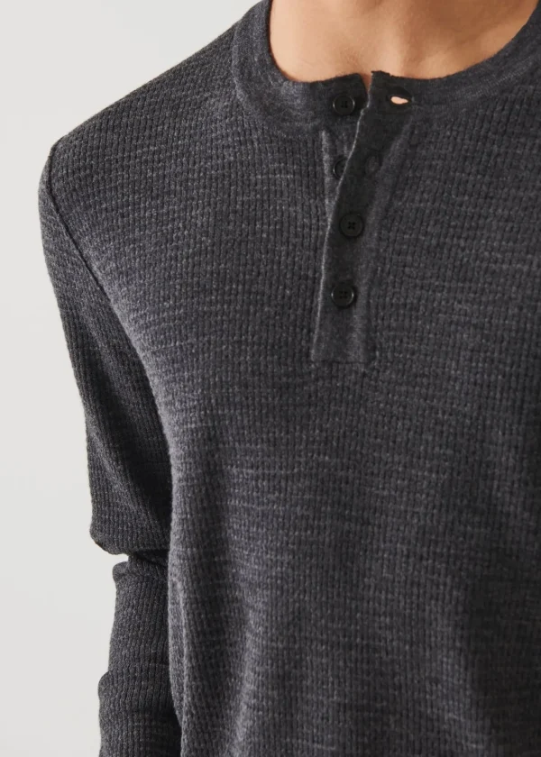 PATRICK ASSARAF Extra-Fine Merino Waffle Henley | Men Knitwear