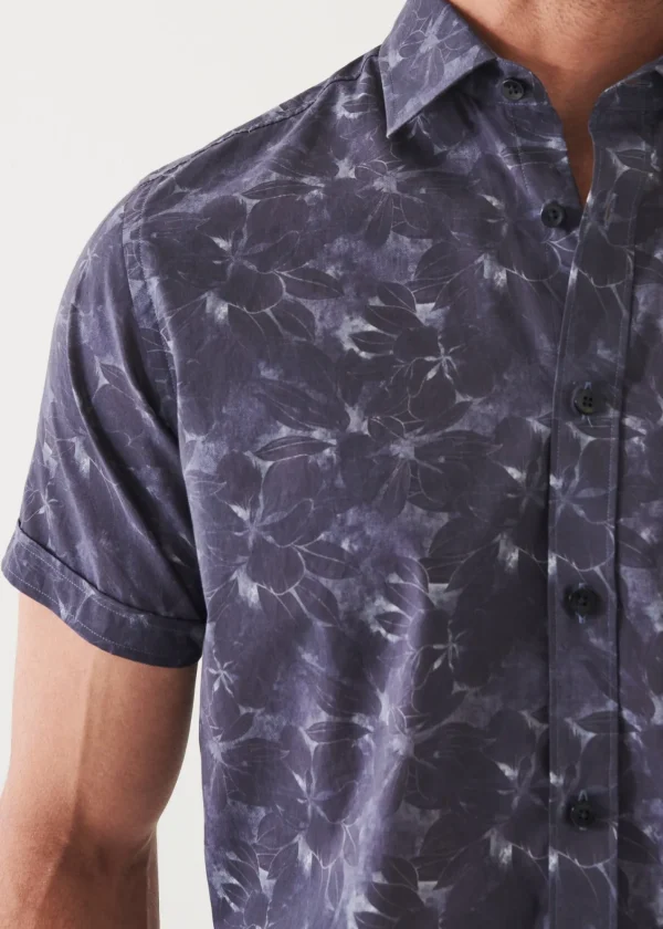 PATRICK ASSARAF Faded Floral Print Cotton Short Sleeve Shirt | Men Shirts