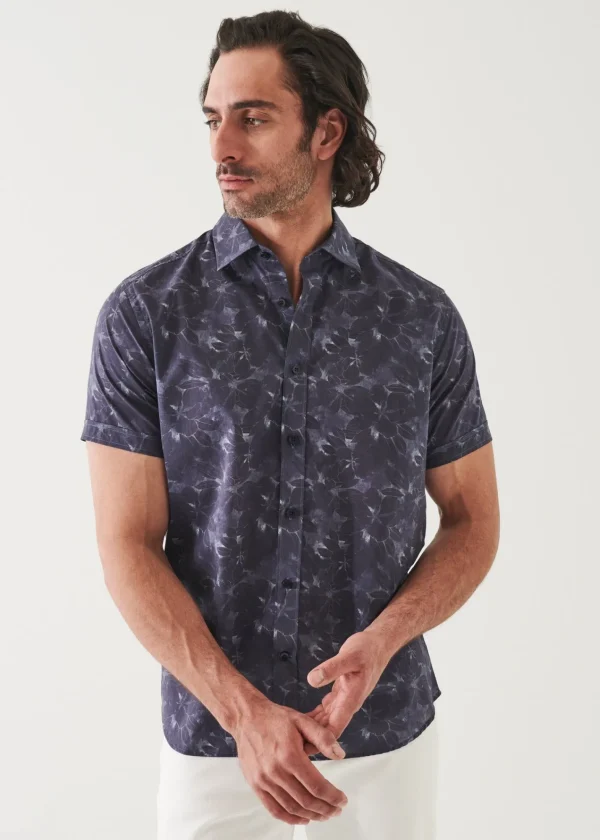 PATRICK ASSARAF Faded Floral Print Cotton Short Sleeve Shirt | Men Shirts