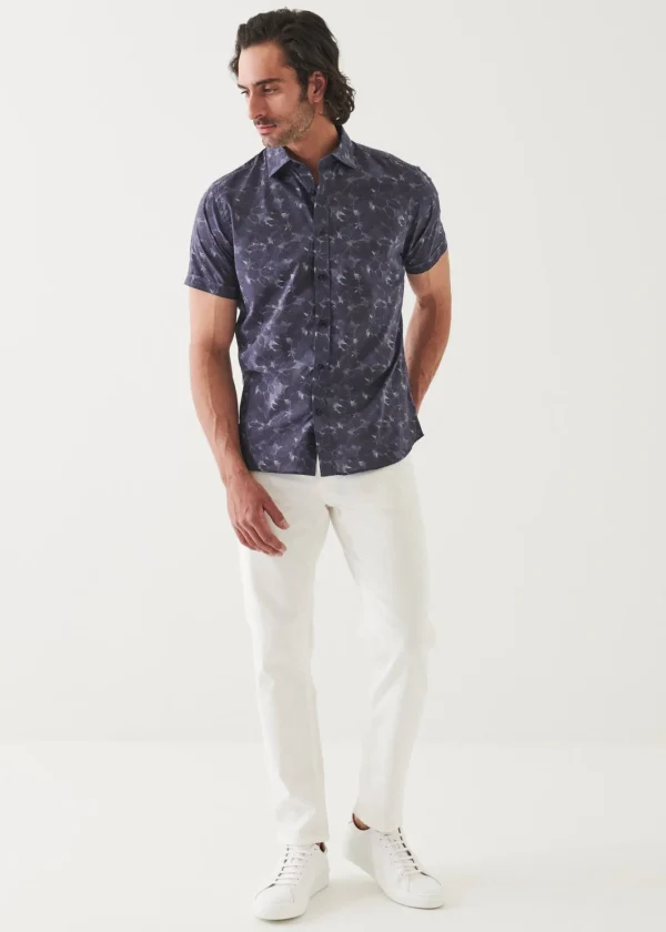 PATRICK ASSARAF Faded Floral Print Cotton Short Sleeve Shirt | Men Shirts