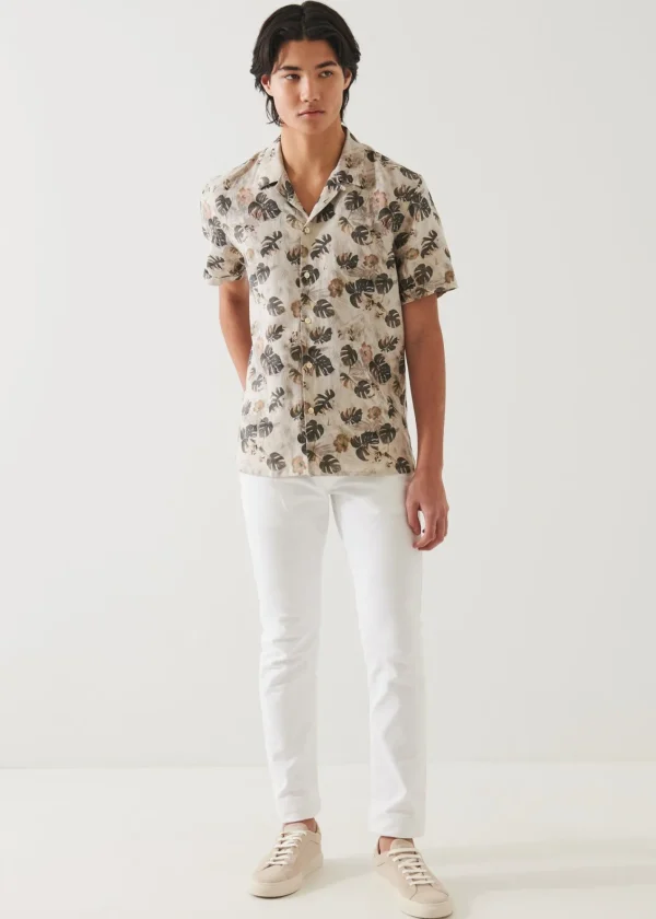 PATRICK ASSARAF Floral Leaf Print Linen Shirt | Men Shirts