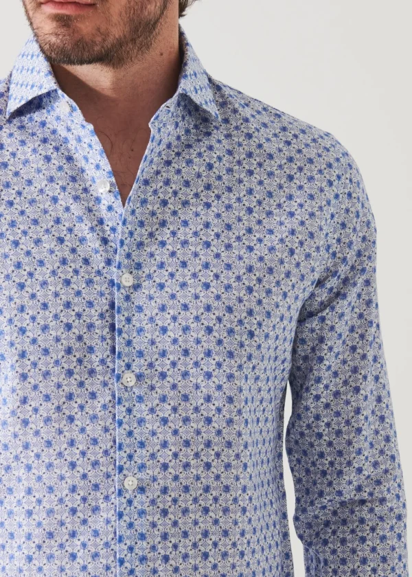 PATRICK ASSARAF Floral Linen Long Sleeve Shirt | Men Shirts