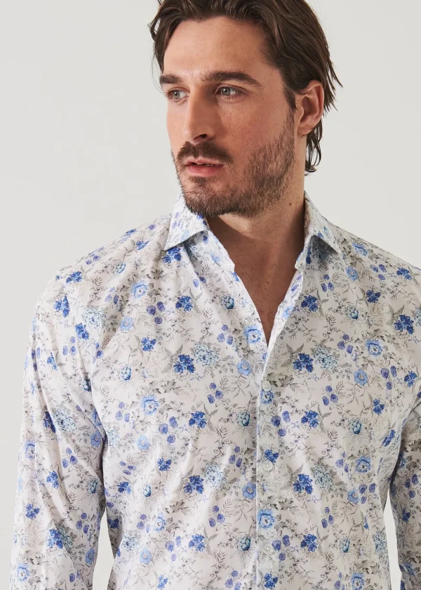 PATRICK ASSARAF Floral Long Sleeve Cotton Shirt | Men Shirts