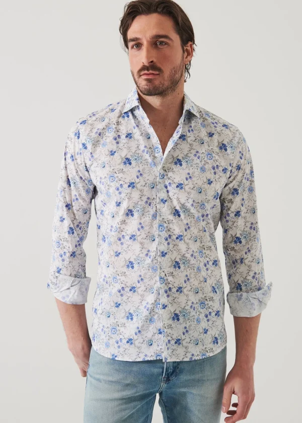 PATRICK ASSARAF Floral Long Sleeve Cotton Shirt | Men Shirts