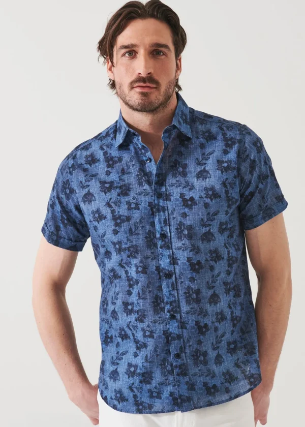 PATRICK ASSARAF Floral Print Linen Shirt | Men Shirts