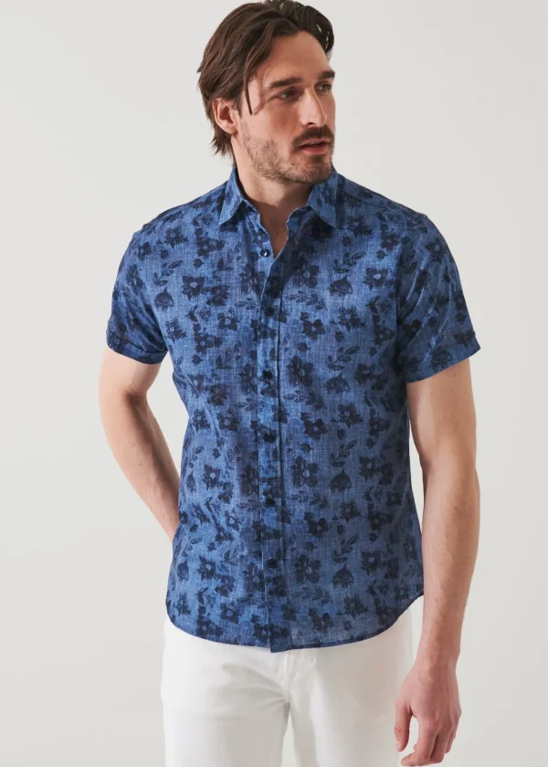 PATRICK ASSARAF Floral Print Linen Shirt | Men Shirts