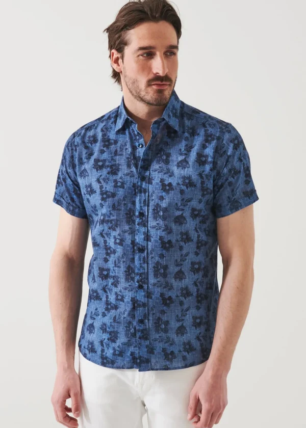 PATRICK ASSARAF Floral Print Linen Shirt | Men Shirts