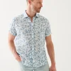 PATRICK ASSARAF Floral Print Linen Short Sleeve Shirt | Men Shirts