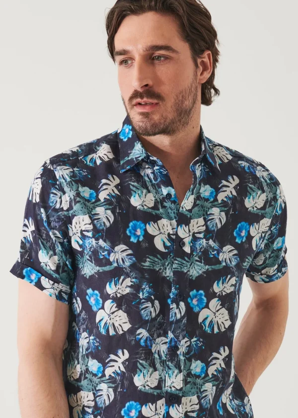 PATRICK ASSARAF Floral Tropical Print Linen Shirt | Men Shirts