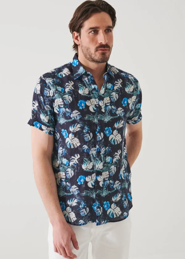 PATRICK ASSARAF Floral Tropical Print Linen Shirt | Men Shirts