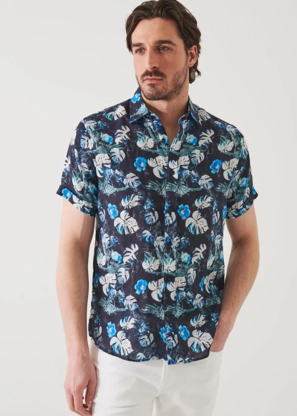 PATRICK ASSARAF Floral Tropical Print Linen Shirt | Men Shirts