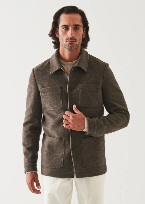 PATRICK ASSARAF Four Patch Pocket Wool Shirt Jacket | Men Outerwear