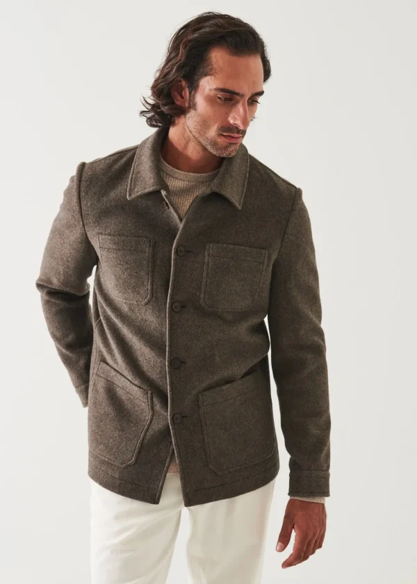 PATRICK ASSARAF Four Patch Pocket Wool Shirt Jacket | Men Outerwear