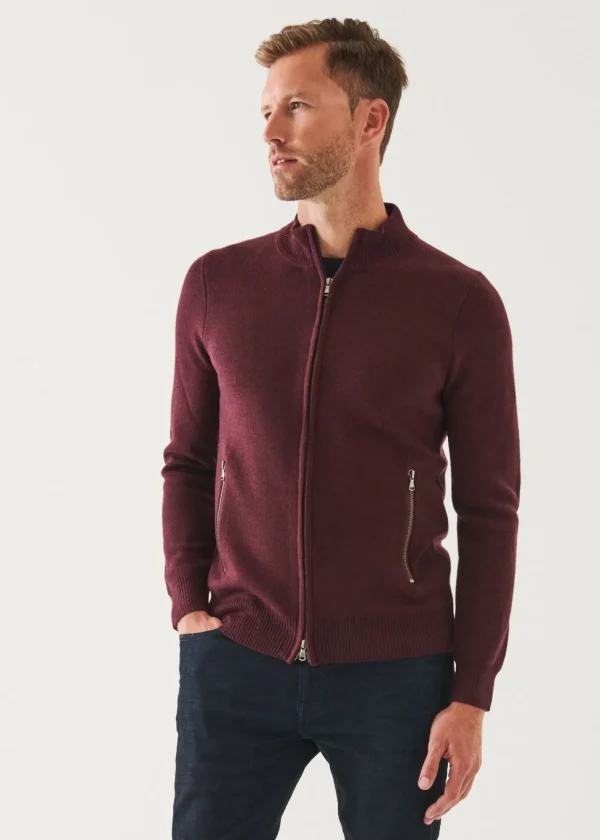 PATRICK ASSARAF Full-Zip Half Milano Cardigan | Men Knitwear