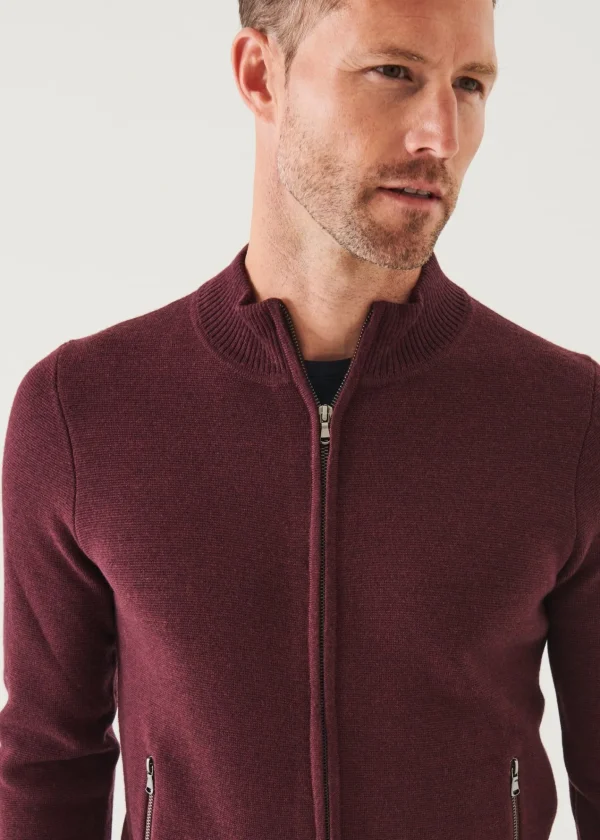 PATRICK ASSARAF Full-Zip Half Milano Cardigan | Men Knitwear