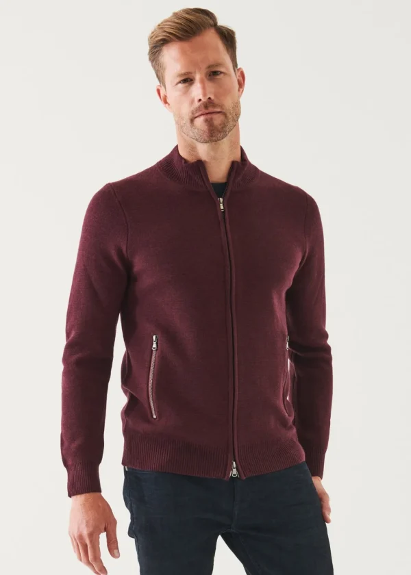 PATRICK ASSARAF Full-Zip Half Milano Cardigan | Men Knitwear