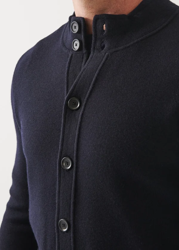 PATRICK ASSARAF Half Milano Stitch Mock Cardigan | Men Knitwear