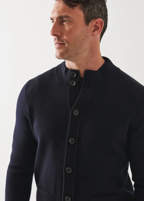 PATRICK ASSARAF Half Milano Stitch Mock Cardigan | Men Knitwear