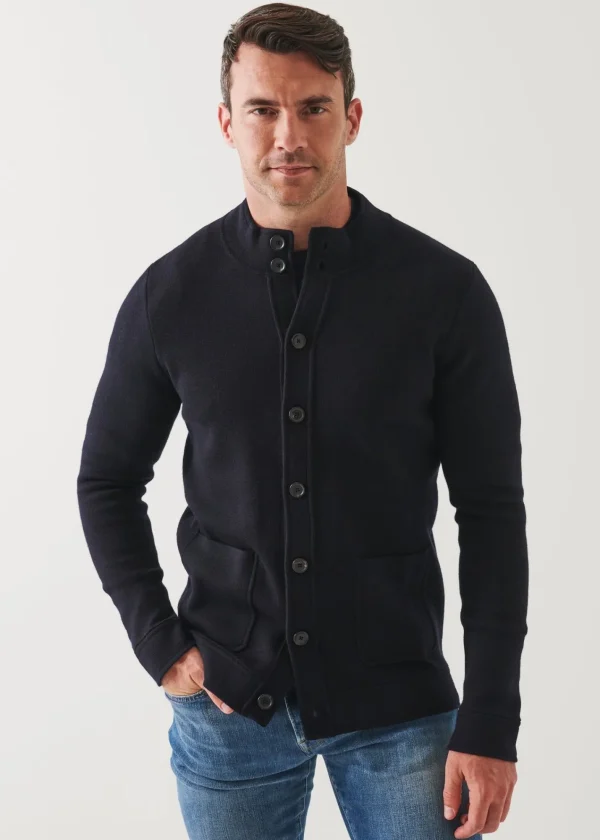 PATRICK ASSARAF Half Milano Stitch Mock Cardigan | Men Knitwear