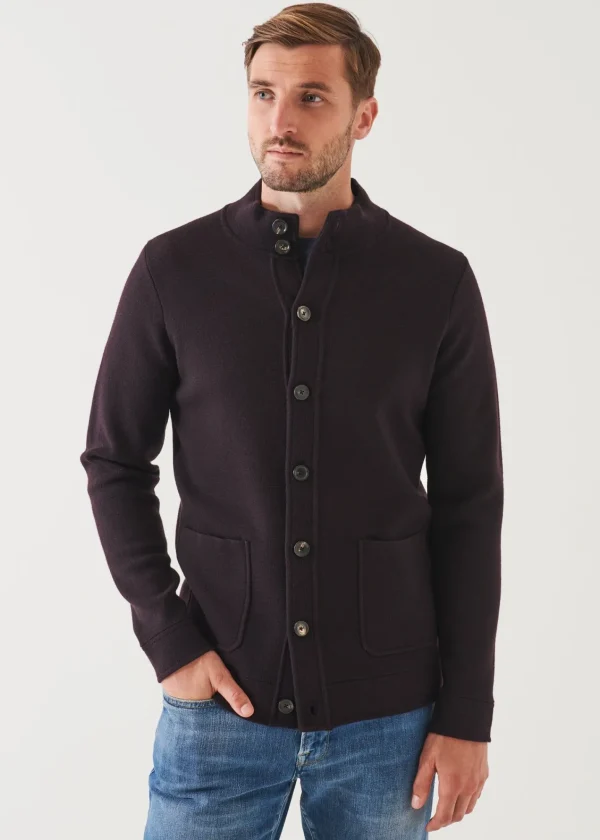 PATRICK ASSARAF Half Milano Stitch Mock Cardigan | Men Knitwear