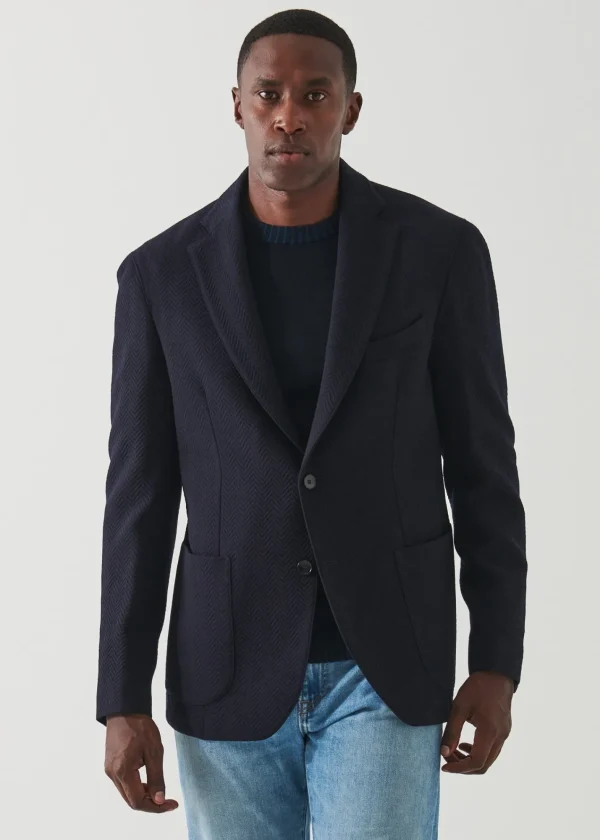 PATRICK ASSARAF Herringbone Wool Blazer | Men Blazers