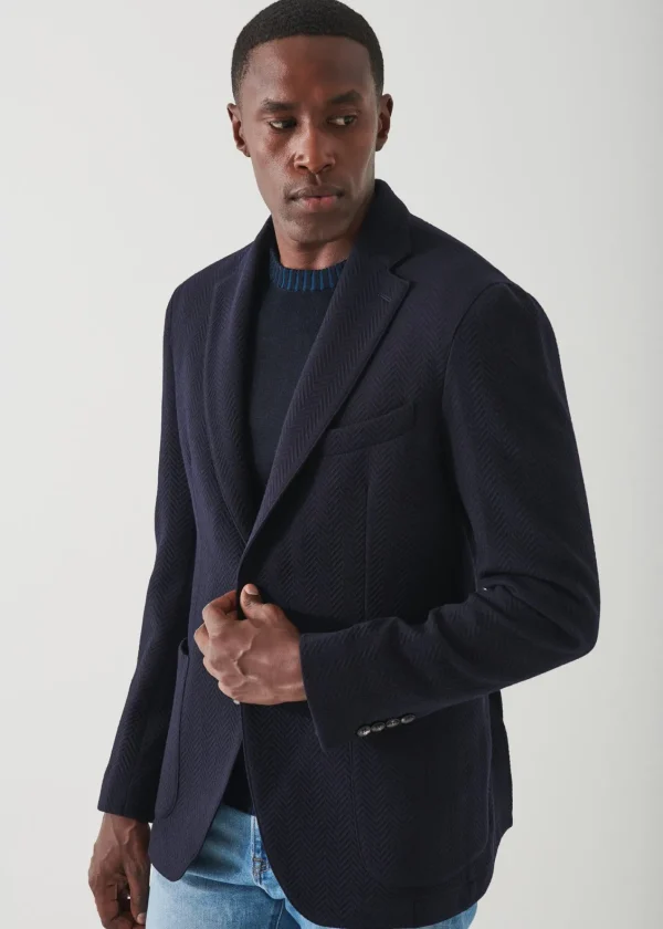 PATRICK ASSARAF Herringbone Wool Blazer | Men Blazers