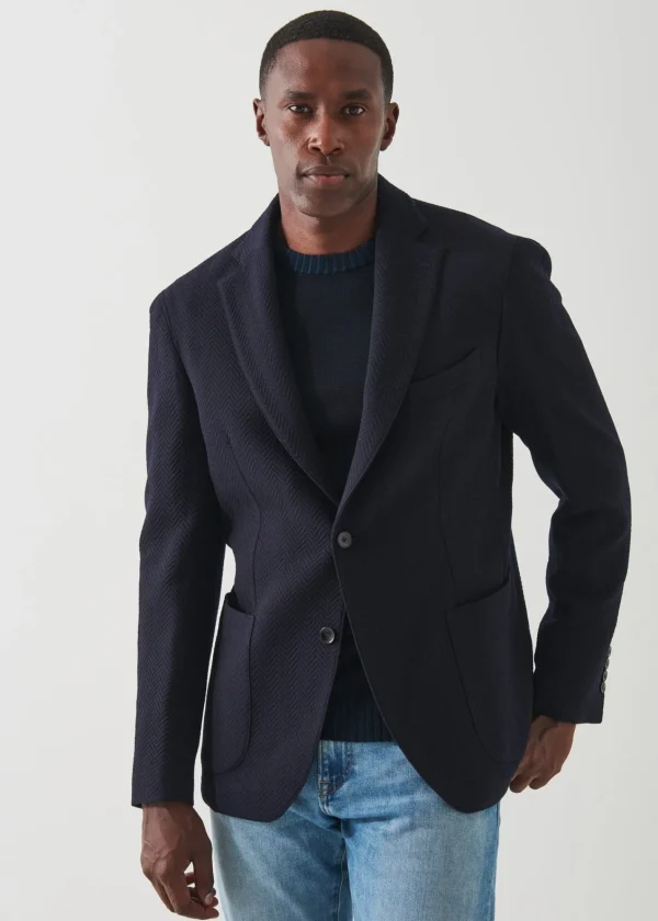 PATRICK ASSARAF Herringbone Wool Blazer | Men Blazers