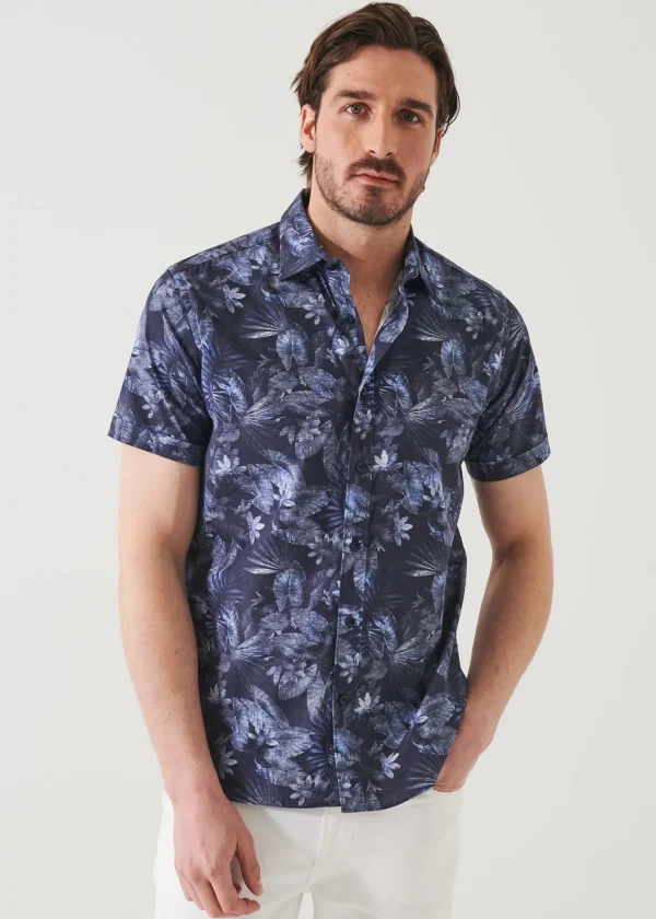 PATRICK ASSARAF Leaf Print Cotton Shirt | Men Shirts