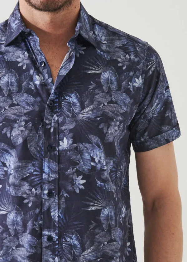 PATRICK ASSARAF Leaf Print Cotton Shirt | Men Shirts