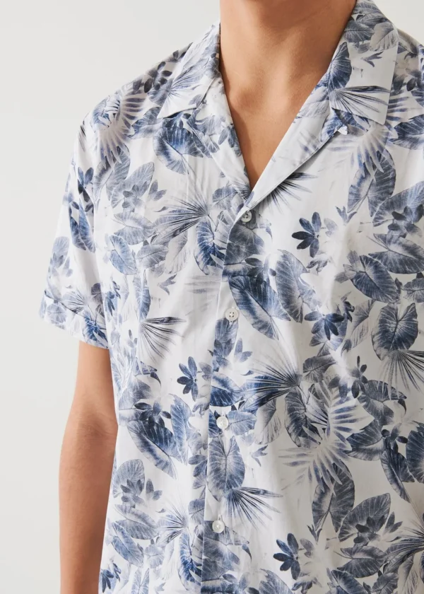 PATRICK ASSARAF Leaf Print Cotton Shirt | Men Shirts