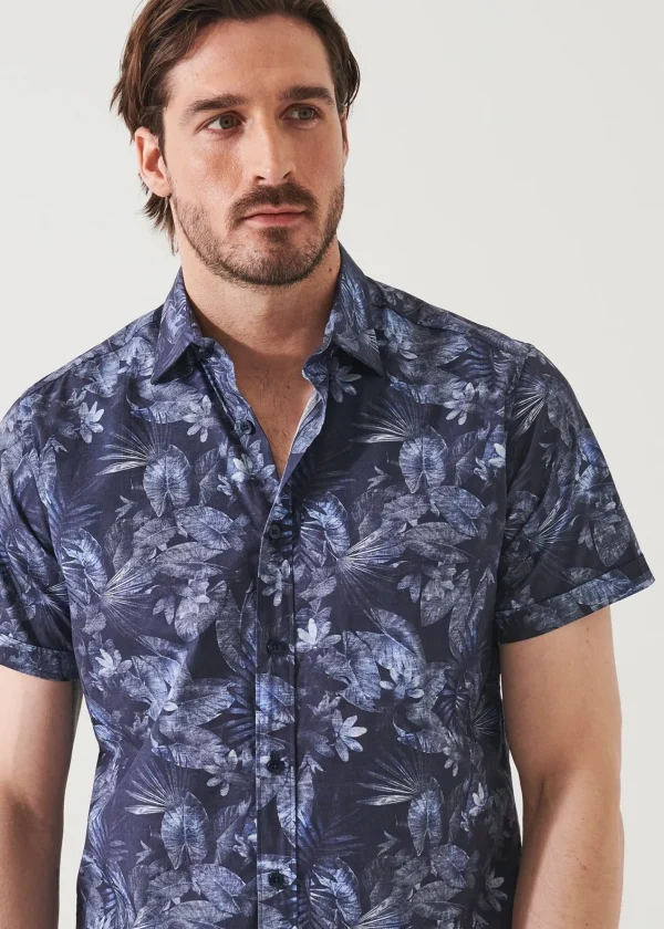 PATRICK ASSARAF Leaf Print Cotton Shirt | Men Shirts