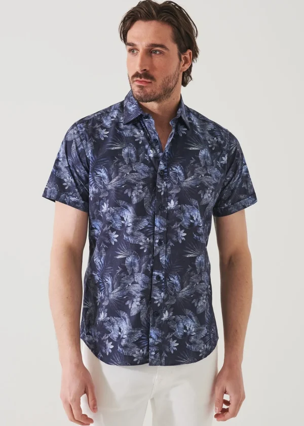 PATRICK ASSARAF Leaf Print Cotton Shirt | Men Shirts