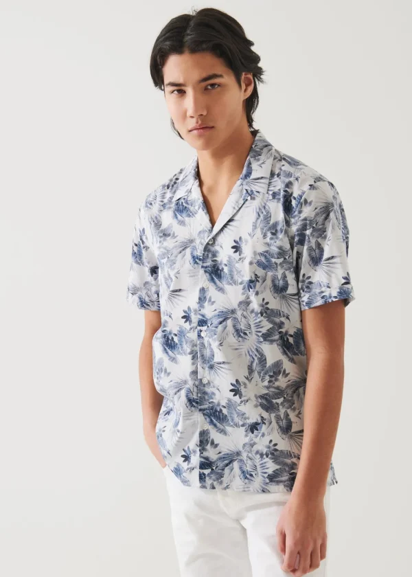 PATRICK ASSARAF Leaf Print Cotton Shirt | Men Shirts