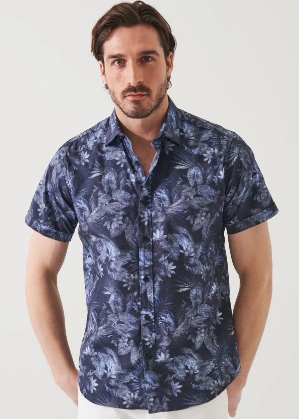 PATRICK ASSARAF Leaf Print Cotton Shirt | Men Shirts