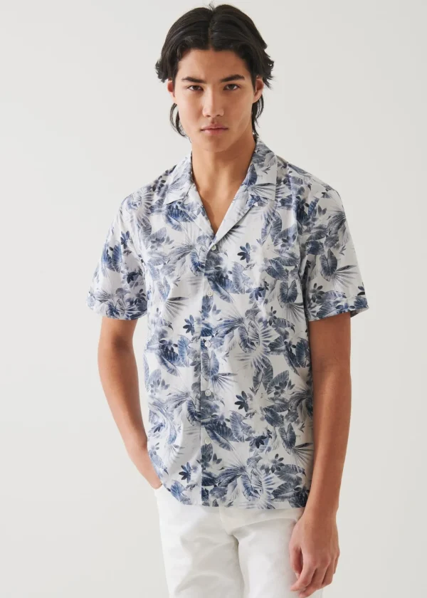 PATRICK ASSARAF Leaf Print Cotton Shirt | Men Shirts