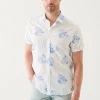 PATRICK ASSARAF Leaf Print Cotton Short Sleeve Shirt | Men Shirts