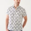 PATRICK ASSARAF Leaf Print Cotton Short Sleeve Shirt | Men Shirts