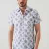 PATRICK ASSARAF Leaf Print Cotton Short Sleeve Shirt | Men Shirts