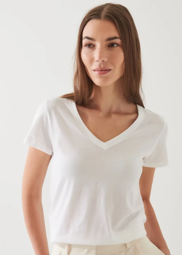 PATRICK ASSARAF Lightweight Pima Cotton V-Neck | Women T-Shirts