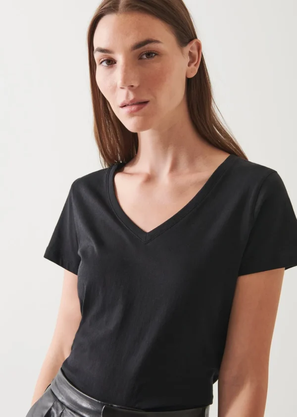 PATRICK ASSARAF Lightweight Pima Cotton V-Neck | Women T-Shirts