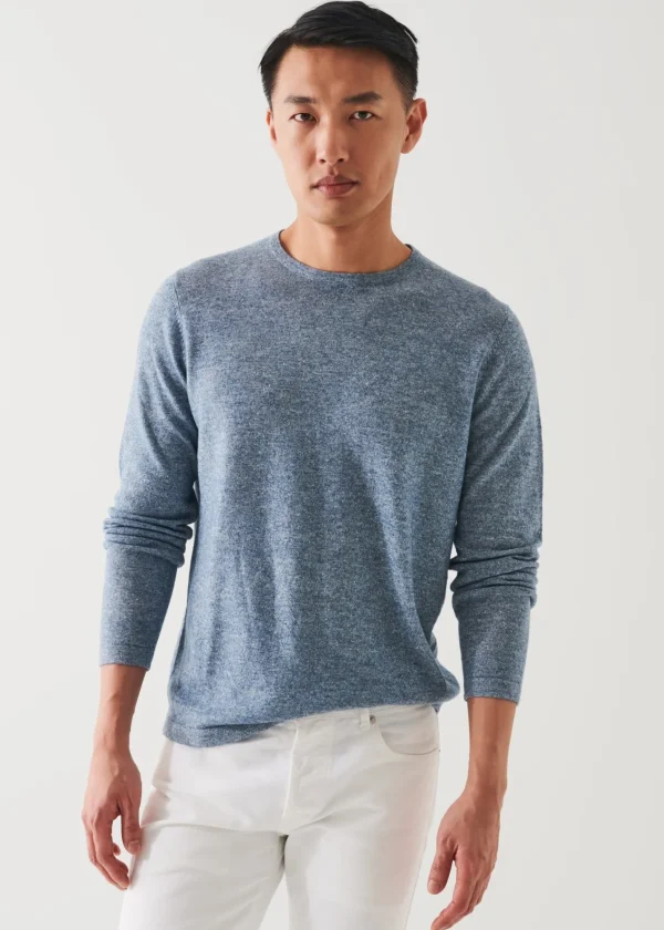 PATRICK ASSARAF Linen Blend Crewneck Sweater | Men Knitwear